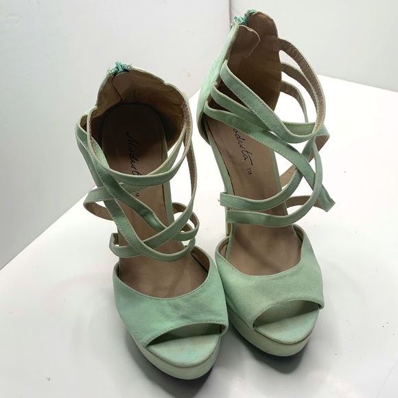 Modesta | Mint Color Platform Heels - Picture 2 of 5